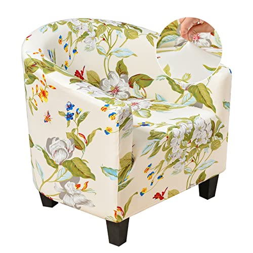 HOTNIU Club Chair Slipcover Tub Chair Covers for Armchairs Stretch Armchair Slipcover Club Chair Protector Removable Wing Back Covers, White Geometric