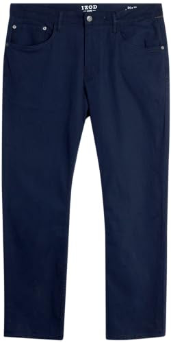 IZOD Men's Relaxed Fit Jeans - Classic Comfort Stretch Lightweight Denim Jeans - Casual Work Pants for Men