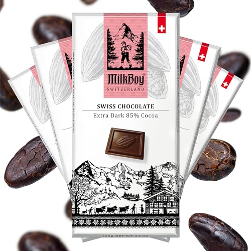 Swiss Extra Dark Chocolate 85% Cocoa, Dairy Free, Vegan, 3.5 oz, 5 Pack X81538