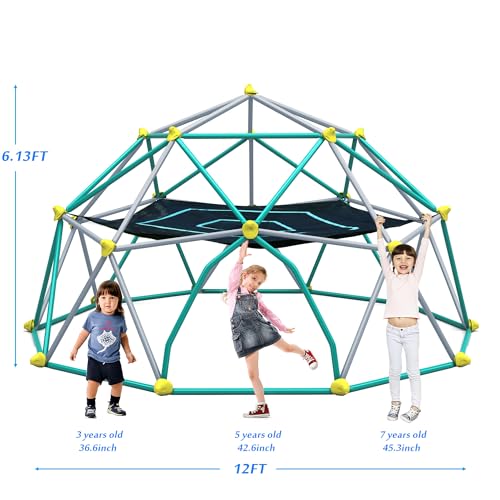 Geometric Dome Climber Play Center for Kids, Rust & UV Resistant Steel, 12FT A486