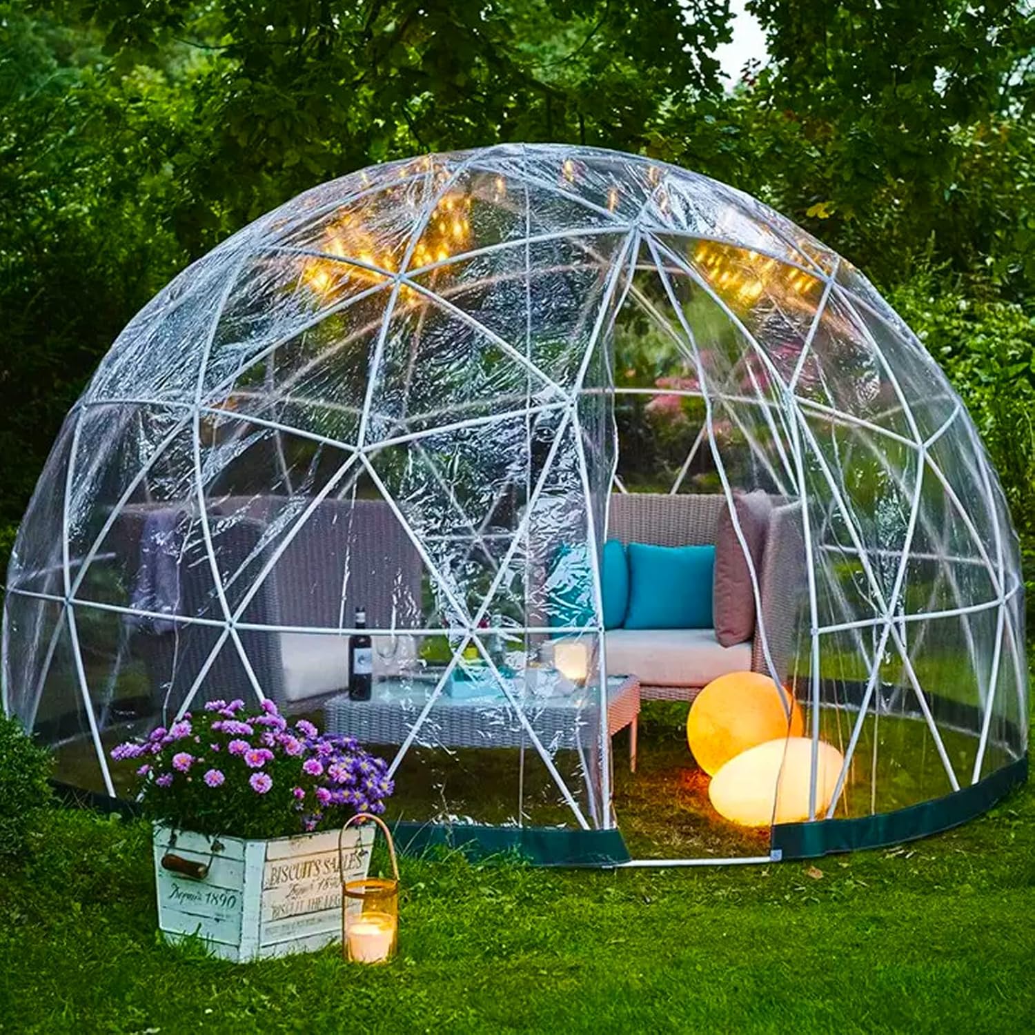 Garden Dome Igloo Clear Bubble Tent Outdoor 12 FT, Weather Proof Pod Camping Patio Tent for Backyard Canopy Gazebos Screen House Room Lean to Greenhouse
