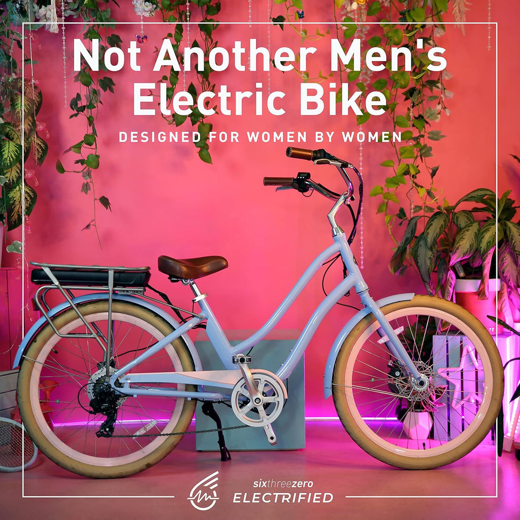 Women's Electric Bike, 7-Speed Step Through Beach Cruiser, 26 Inch Wheels M6546