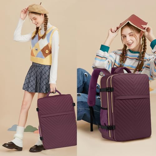 Waterproof Carry On Travel Backpack for Women, Fits 17 Inch Laptop V834