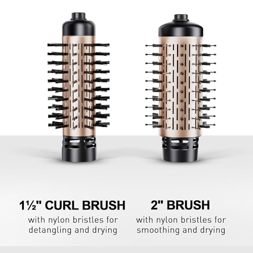 Rotating Hair Dryer Brush with 2-Inch and 1.5-Inch Attachments D9171