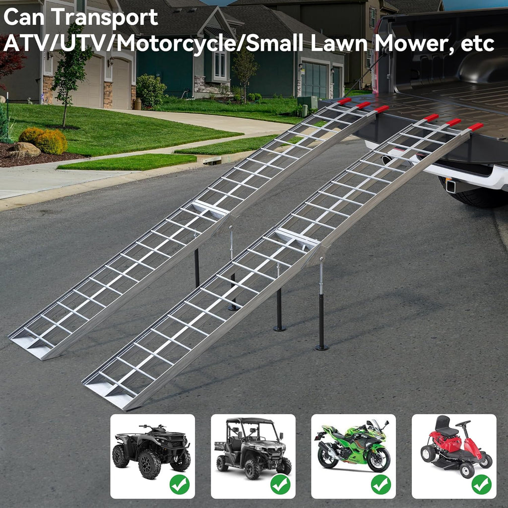 ATV Ramps 7.5ft, 3000 lbs Aluminum Folding Loading Ramps with Removable Support Legs G3896