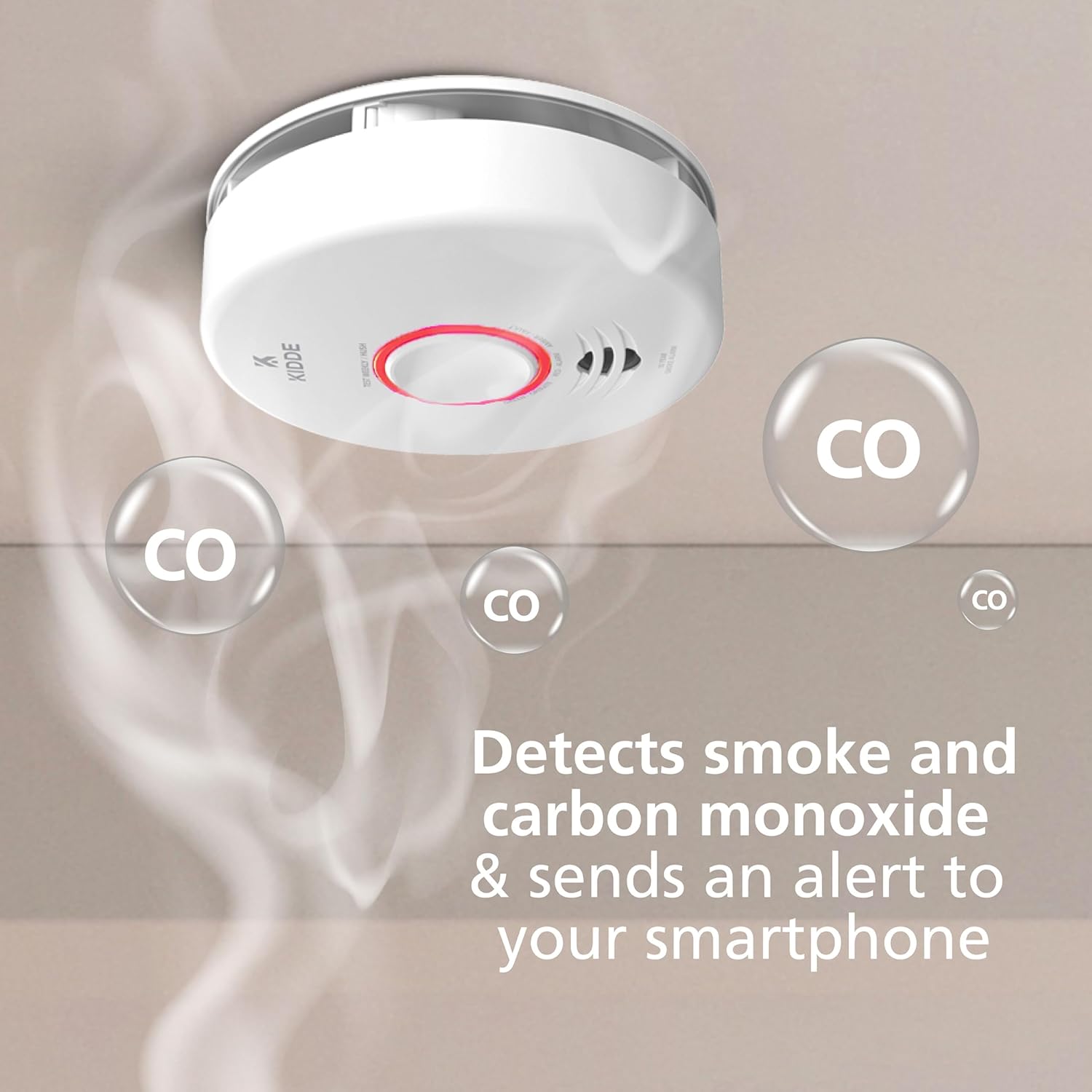 Smart Smoke & CO Detector WiFi Hardwired with Battery Backup, 2 Pack Z719