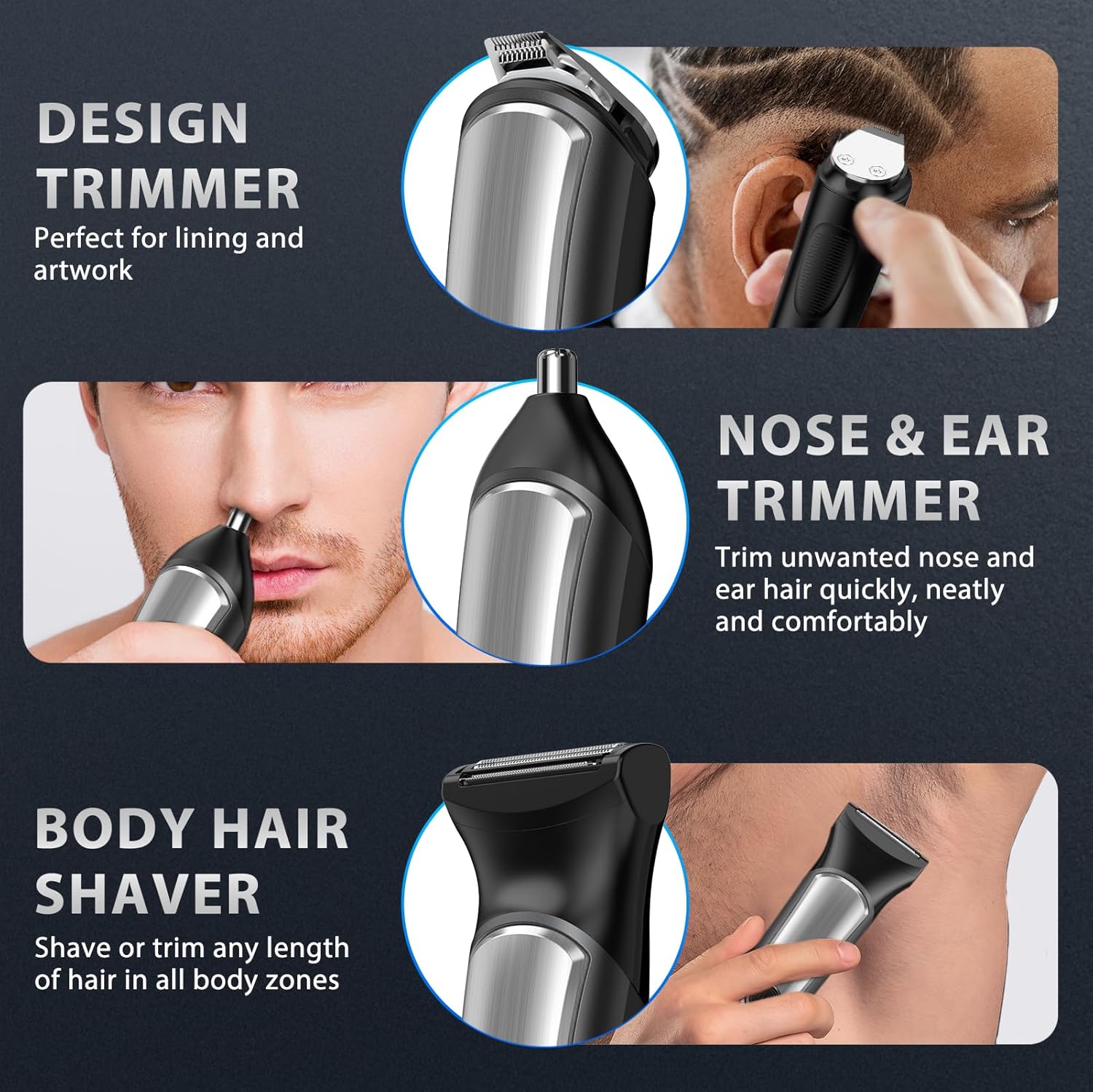 Cordless Beard Trimmer for Men, Rechargeable Wet Dry Grooming Kit M821021