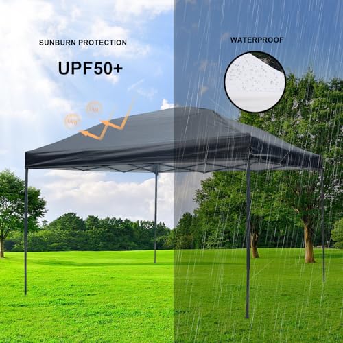 10x10 Canopy Replacement Top, Waterproof Pop Up Tent Roof Cover with Ropes, Silver Coated for Outdoor Patio Camping A107349