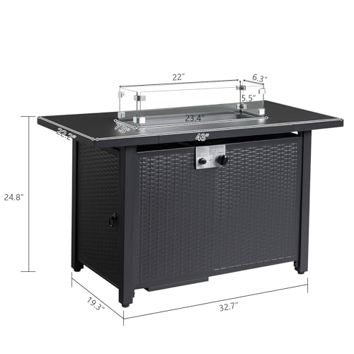 43 Inch Propane Fire Pit Table with Lid and Metal Tabletop for Outdoor I392765