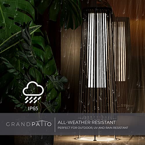 Outdoor Floor Solar Light 2-Pack, Wicker Patio Lamp Waterproof for Yard Garden T781