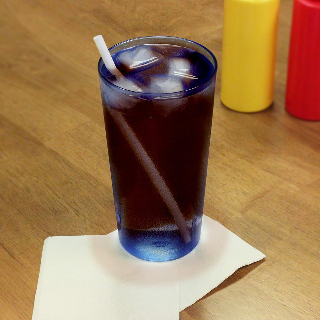 32 oz Stackable Restaurant Tumbler Cups, Break-Resistant Plastic, Set of 4 - Blue P48526