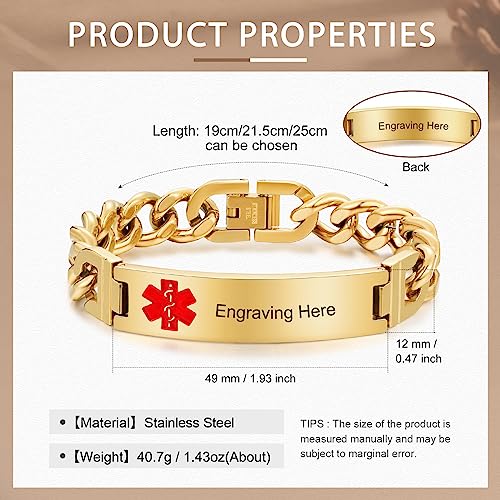 Engraved Medical Alert ID Bracelet for Men S6990