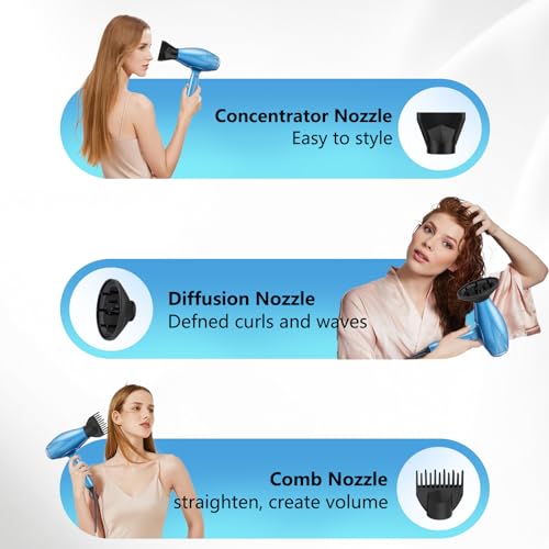 Professional Hair Dryer with Diffuser and Concentrator Nozzle R446