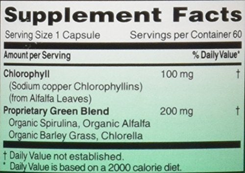 Chlorophyll 100 mg Capsules, 60 Count M526
