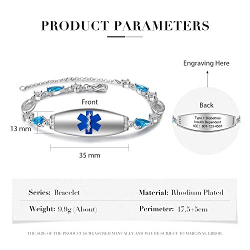 Silicone Medical ID Bracelet Adjustable Waterproof for Men Women E66524