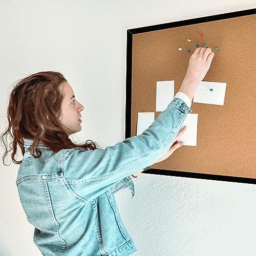 16" x 24" Cork Board with Black Wooden Frame, Double Sided Hanging Pin Board for Office, Home & School B818989