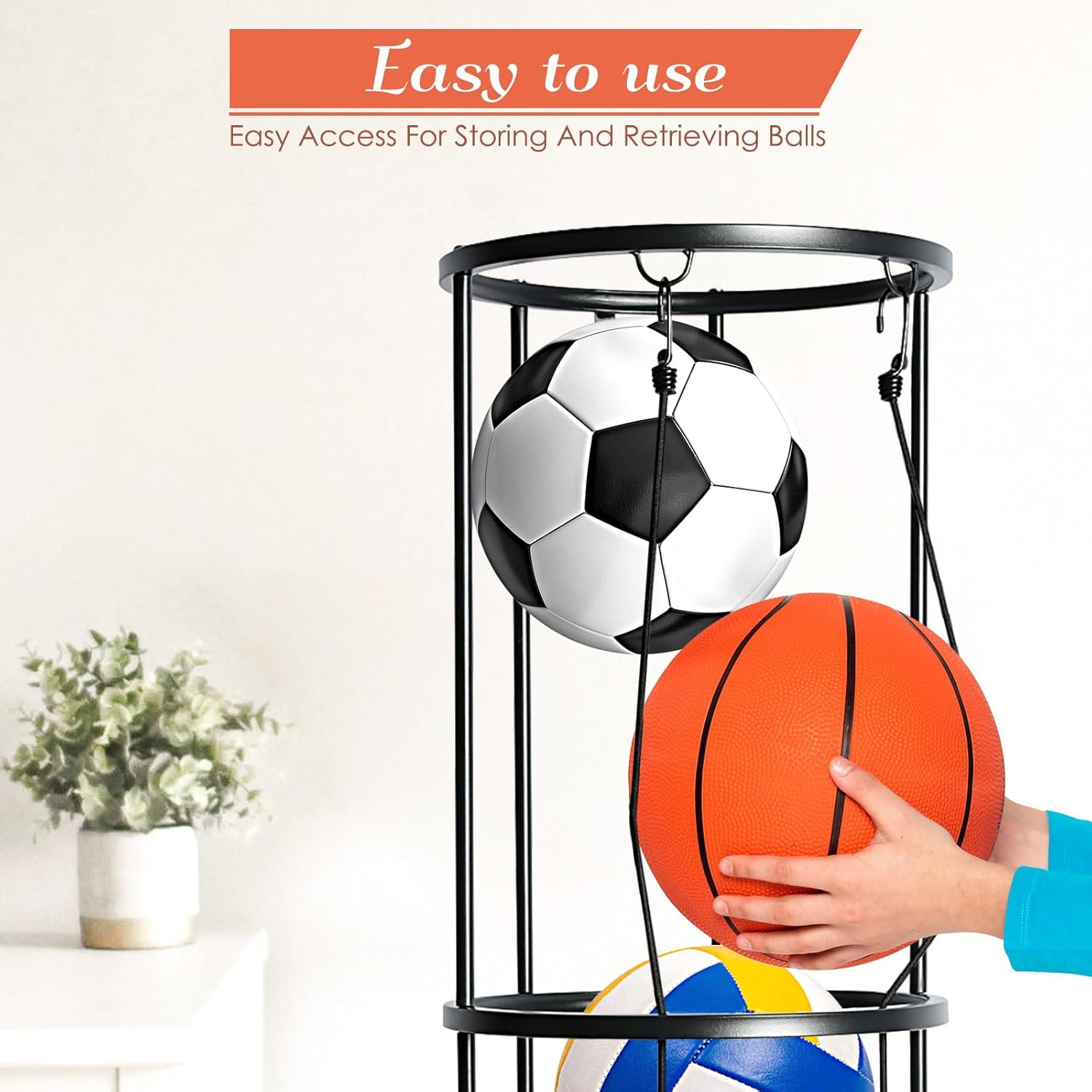 Ball Storage Rack, Wall-Mounted Sports Equipment Organizer for Home and Gym E455532