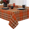 Newbridge Culloden Plaid Fabric Weave Tablecloth, Traditional Bold Rust and Green 100% Cotton Weave Plaid Tablecloth, 70 Inch Round