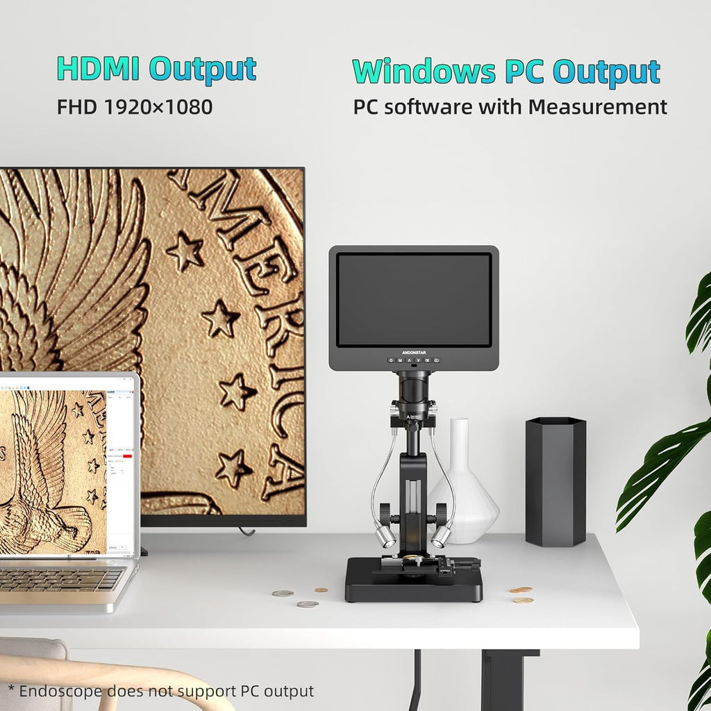 20X-5000X HDMI Digital Microscope with 10.1'' LCD Screen for Home Lab G2637