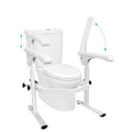 Toilet Safety Rails,Toilet Rails Heavy Duty (520 lbs) Hand Rail,Toilet Seat Riser with Handles,Easy Installation for Handicap Senior Bariatrics, Elderly Balance - Padded Hand Armre (W brown and white)