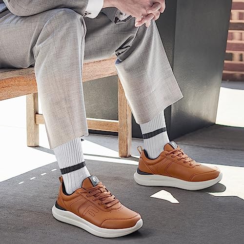 Men's Wide Dress Sneakers Comfortable Leather Walking Shoes P566287