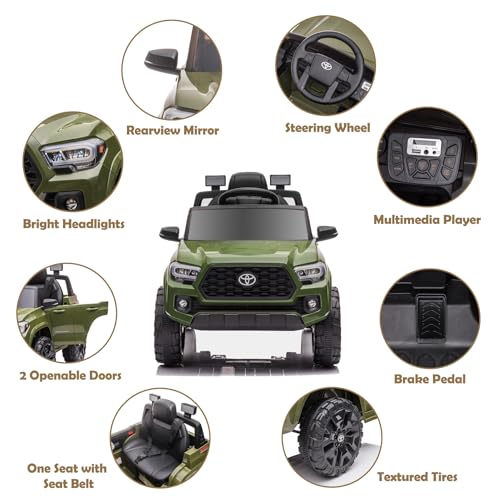 12V Kids Ride on Truck with Remote Control, 3 Speeds, Black U169