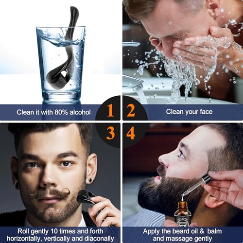 Beard Growth Kit with Oil, Balm & Comb for Patchy Beard I392