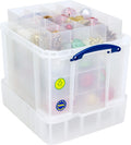 Really Useful Box 35 Litre Plastic Storage Box with XXL Lid and 4 Trays Clear