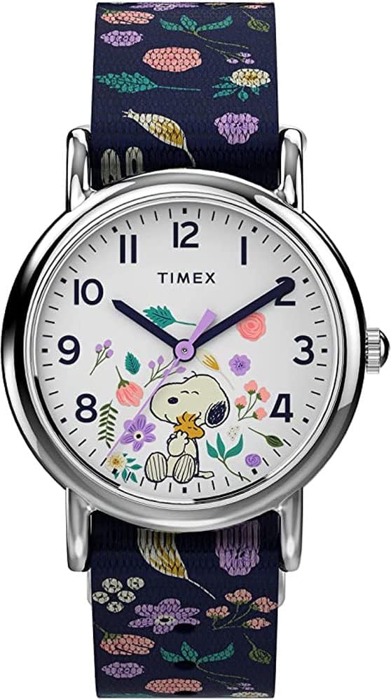 Timex TW2V45900 Women's Weekender 31mm Mini Peanuts Floral Band 3-Hand Analog Watch