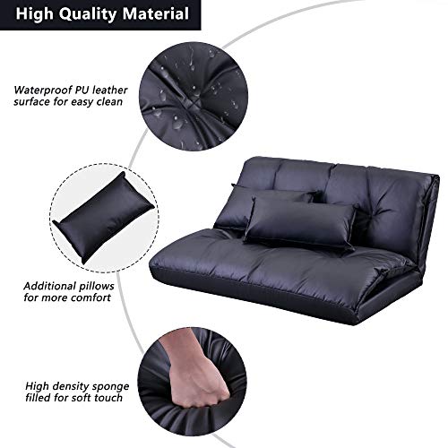 Futon Floor Sofa Folding Chaise Lounge with Adjustable Back and Steel Frame X851555