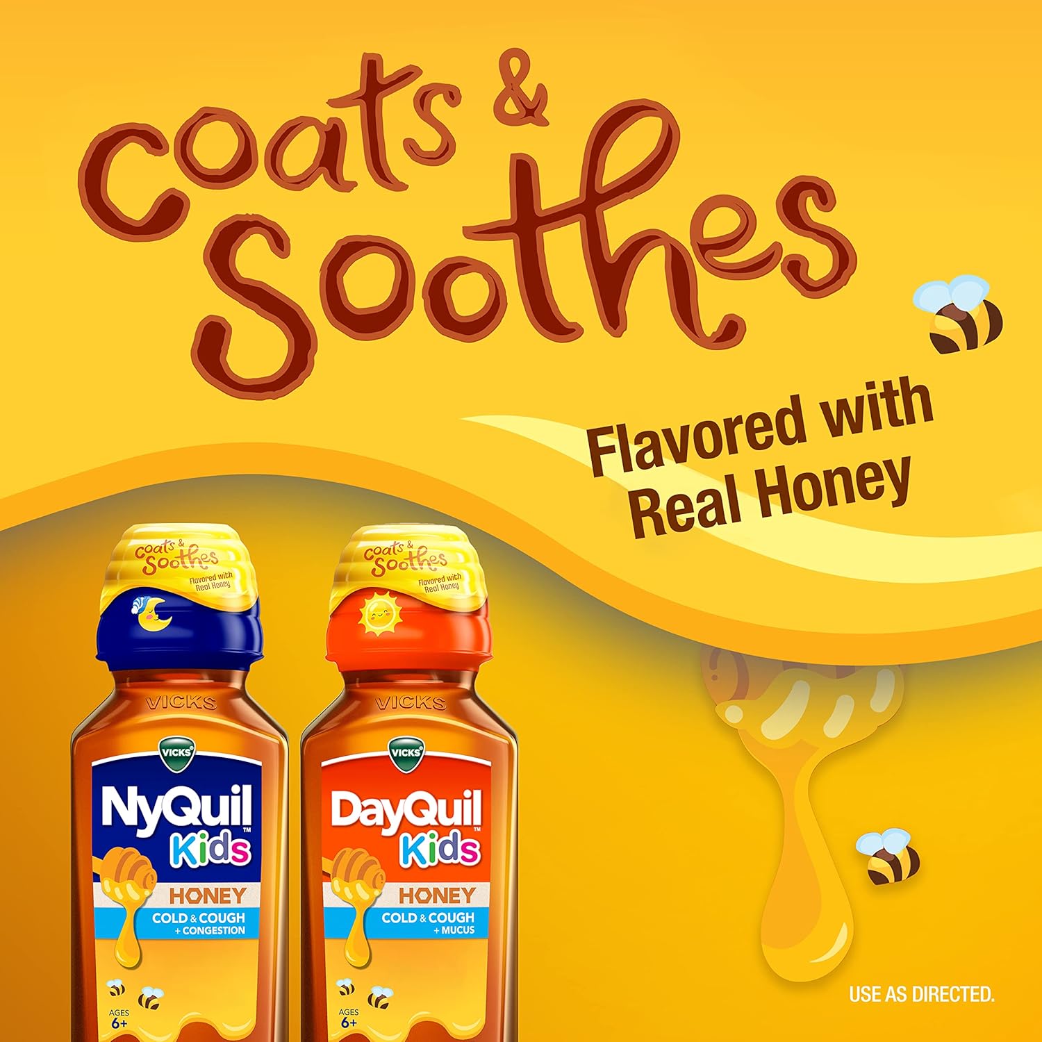 Kids Daytime & Nighttime Cold and Cough Relief, Honey Flavor, 2 Bottles C222579