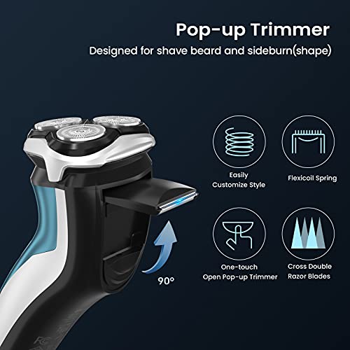 Electric Razor for Men, Rechargeable Waterproof Shaver, Wet & Dry Rotary A825743