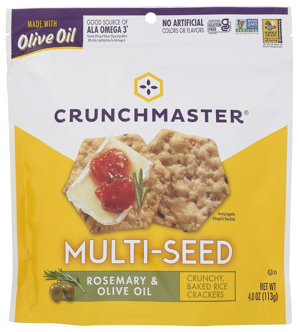 Crunchmaster, Crackers Multi Seed Rosemary Olive Oil Gluten Free, 4 Ounce