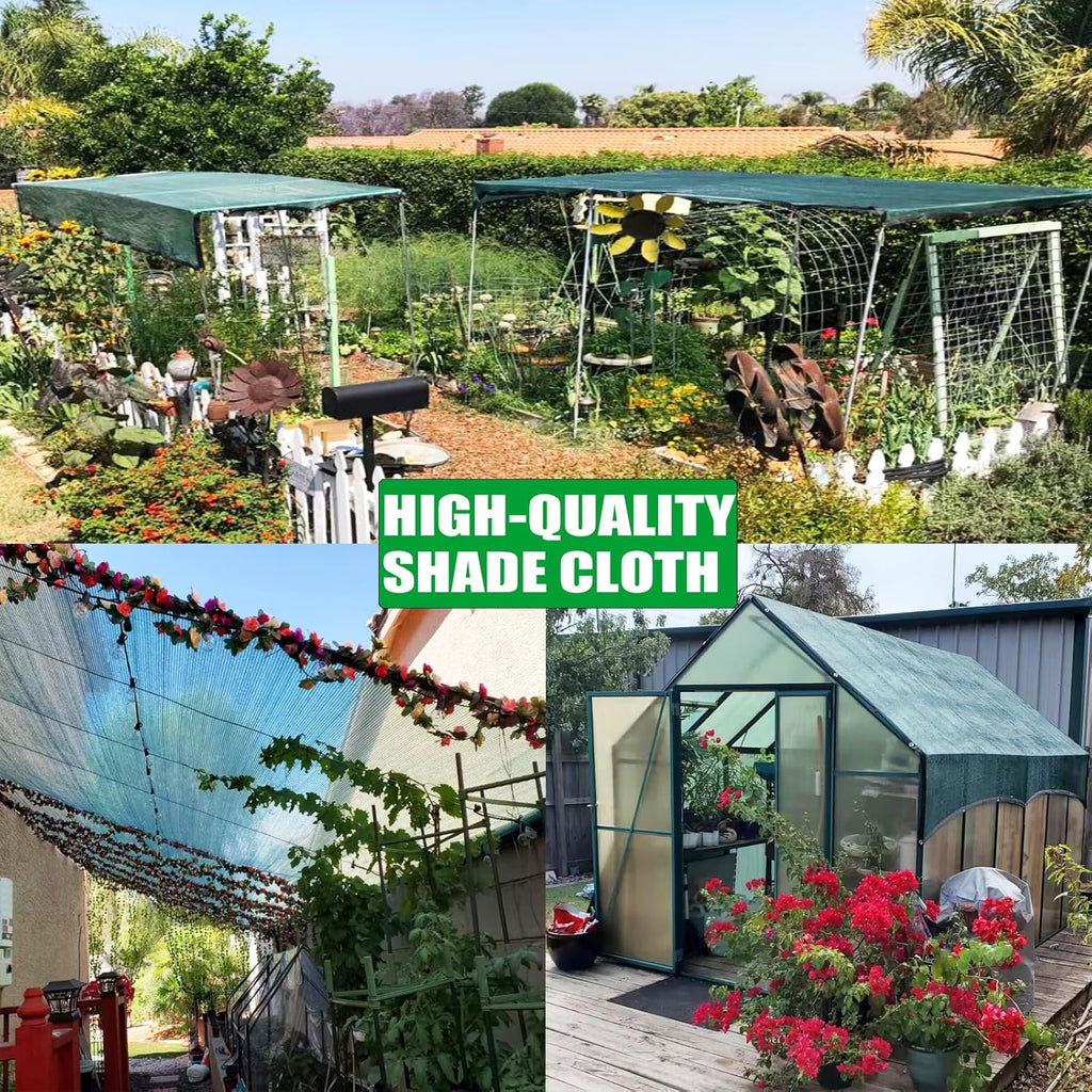 70% Green Shade Cloth Taped Edge with Grommets 20 ft X 10 ft Q94909