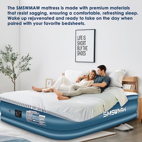 Queen Air Mattress with Built-in Pump, 18" Elevated Inflatable Bed with Storage Bag V3513