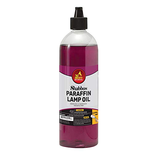 Paraffin Lamp Oil - Red Smokeless, Odorless, Clean Burning Fuel for Indoor and Outdoor Use with E-Z Fill Cap and Pouring Spout - 32oz - by Ner Mitzvah