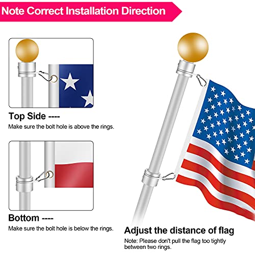 1" Flag Pole Rings, 2 Pcs Anti Wrap Swivel Clips, 360° Rotating Aluminum Mounting Rings M673