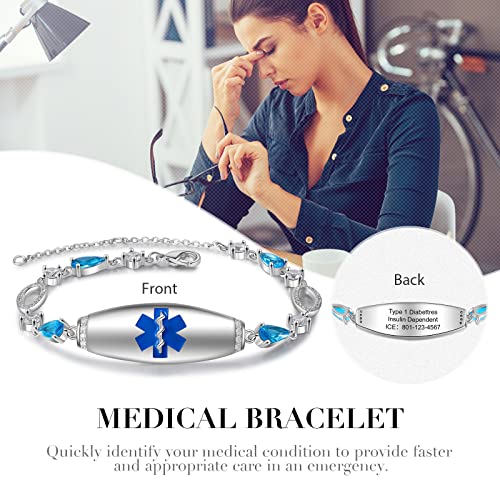Silicone Medical ID Bracelet Adjustable Waterproof for Men Women E66524