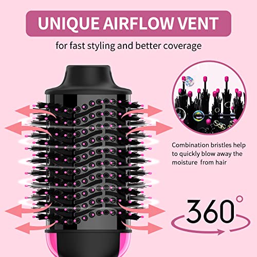 Hair Dryer Brush with Anti-Frizz Ceramic Titanium Barrel E3729