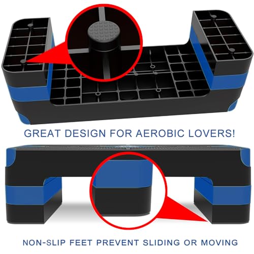 Aerobic Exercise Step Platform with Adjustable Height Risers E922565