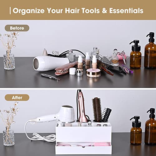 6-Hole Tabletop Blow Dryer & Hair Iron Holder with 3 Outlets, 2 Pack I5386