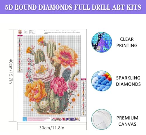 Diamond Painting Kits for Adults, 5D Cow and Flower Full Drill, DIY Home Wall Decor J47964