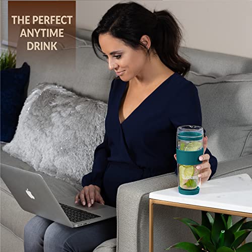 Double Wall Glass Tumbler 14-Ounce Insulated Tea Coffee Mug with Lid K142