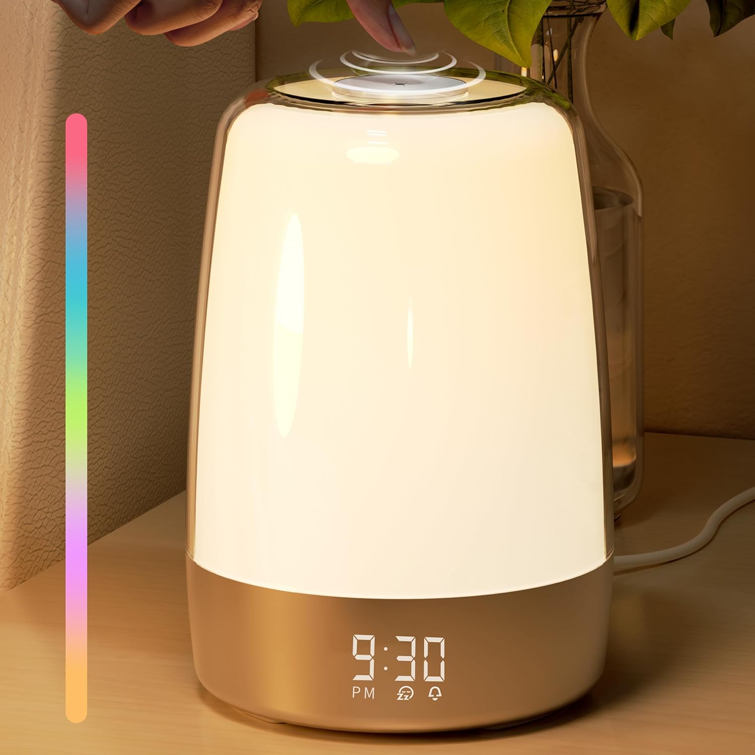 Sunrise Alarm Clock, Night Light Wake up Light with Sunrise Simulation, Dimmable Touch Bedsides Lamp 6 RGB Colors 5 Nature Sounds for Bedrooms