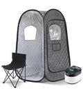 2 Person Sauna Tent with 2 Folding Chairs, Full Body Portable Steam Saunas for Home Relaxation Indoor Sauna Steam Room Personal Sauna Box for Home Spa, Steamer NOT Included, Sliver