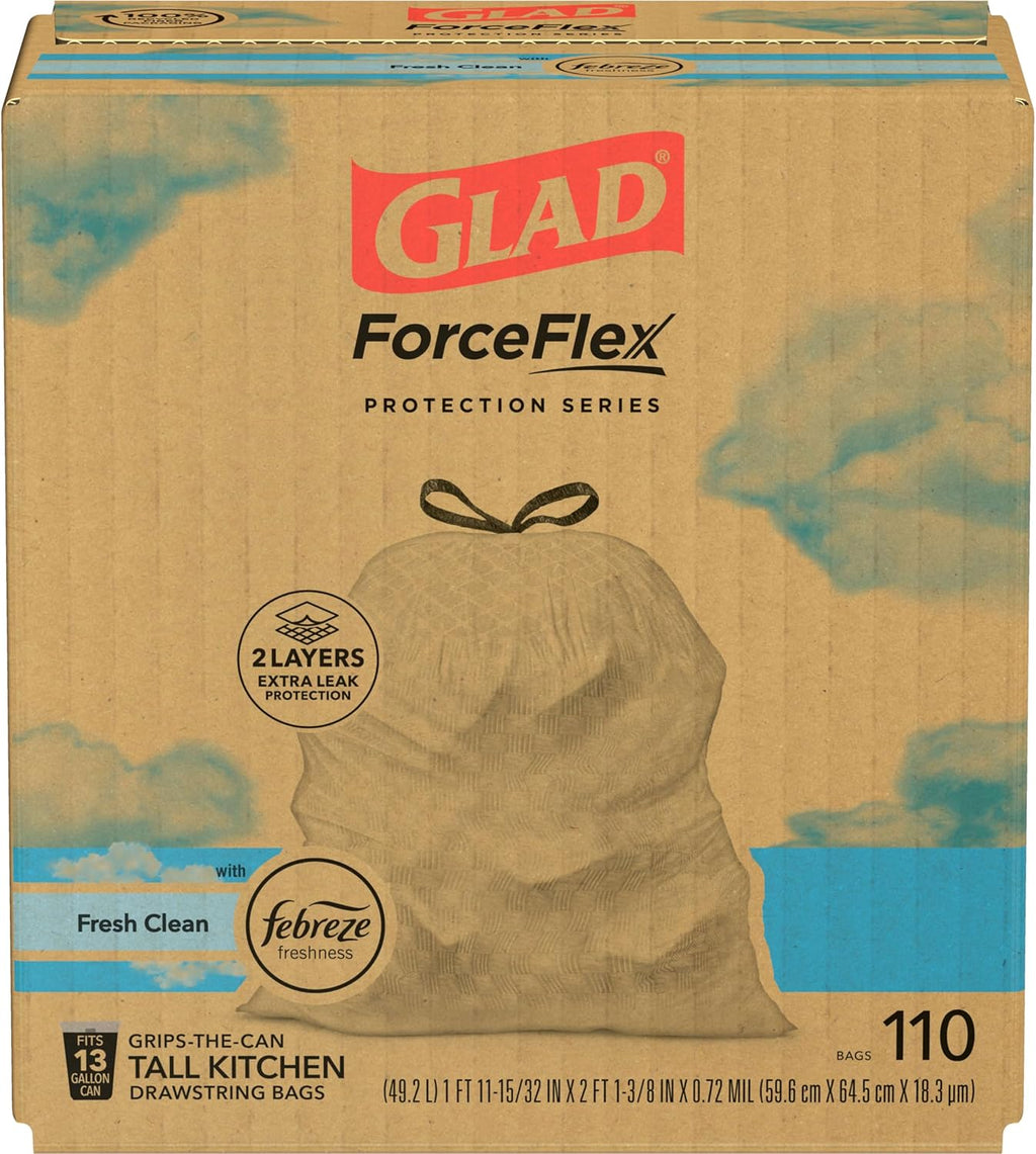 Tall Kitchen Drawstring Garbage Bags, 13 Gal, 110 Ct D3591