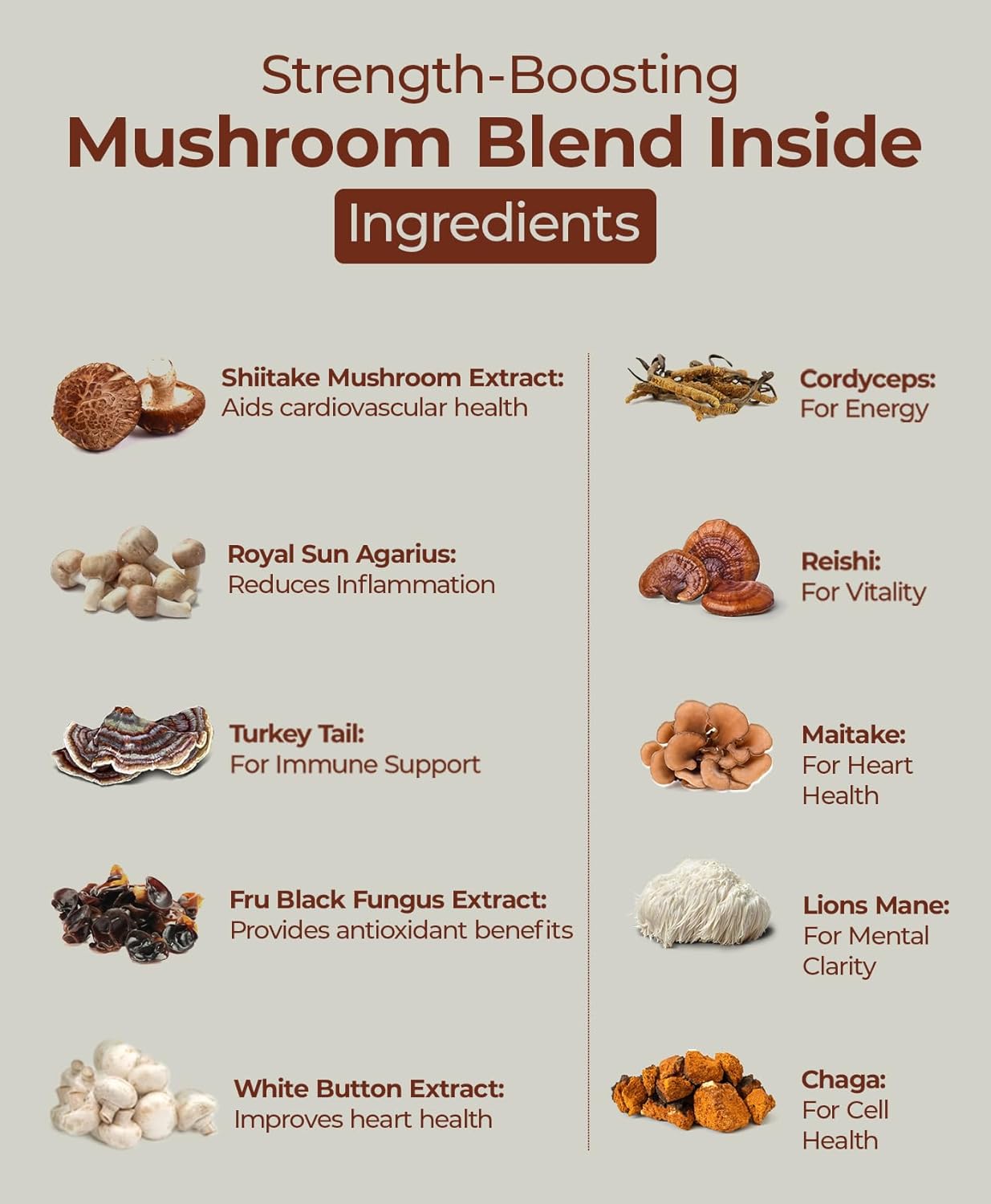Mushroom Complex 60 Vegan Capsules for Immune & Cognitive Support T499555