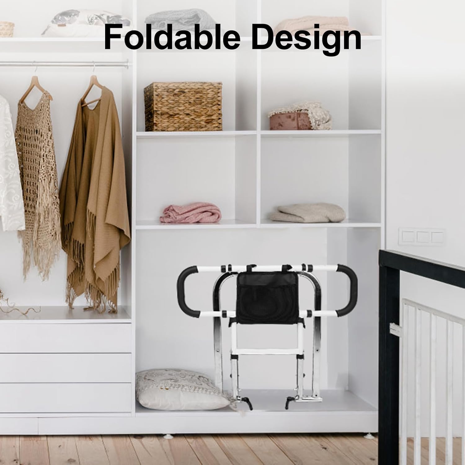 Bed Rail for Elderly Adults Safety with Adjustable Height and Dual Side Handles Q257