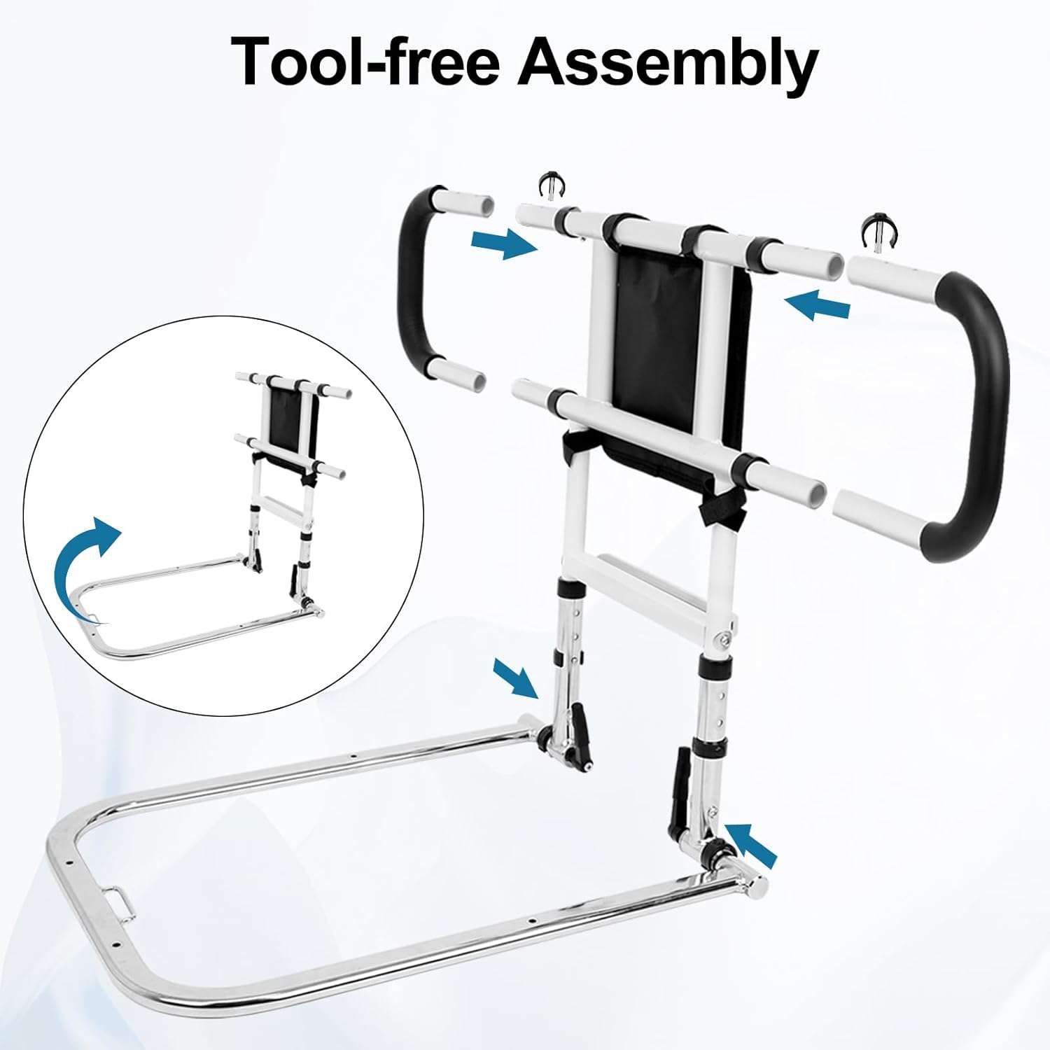 Bed Rail for Elderly Adults Safety with Adjustable Height and Dual Side Handles Q257