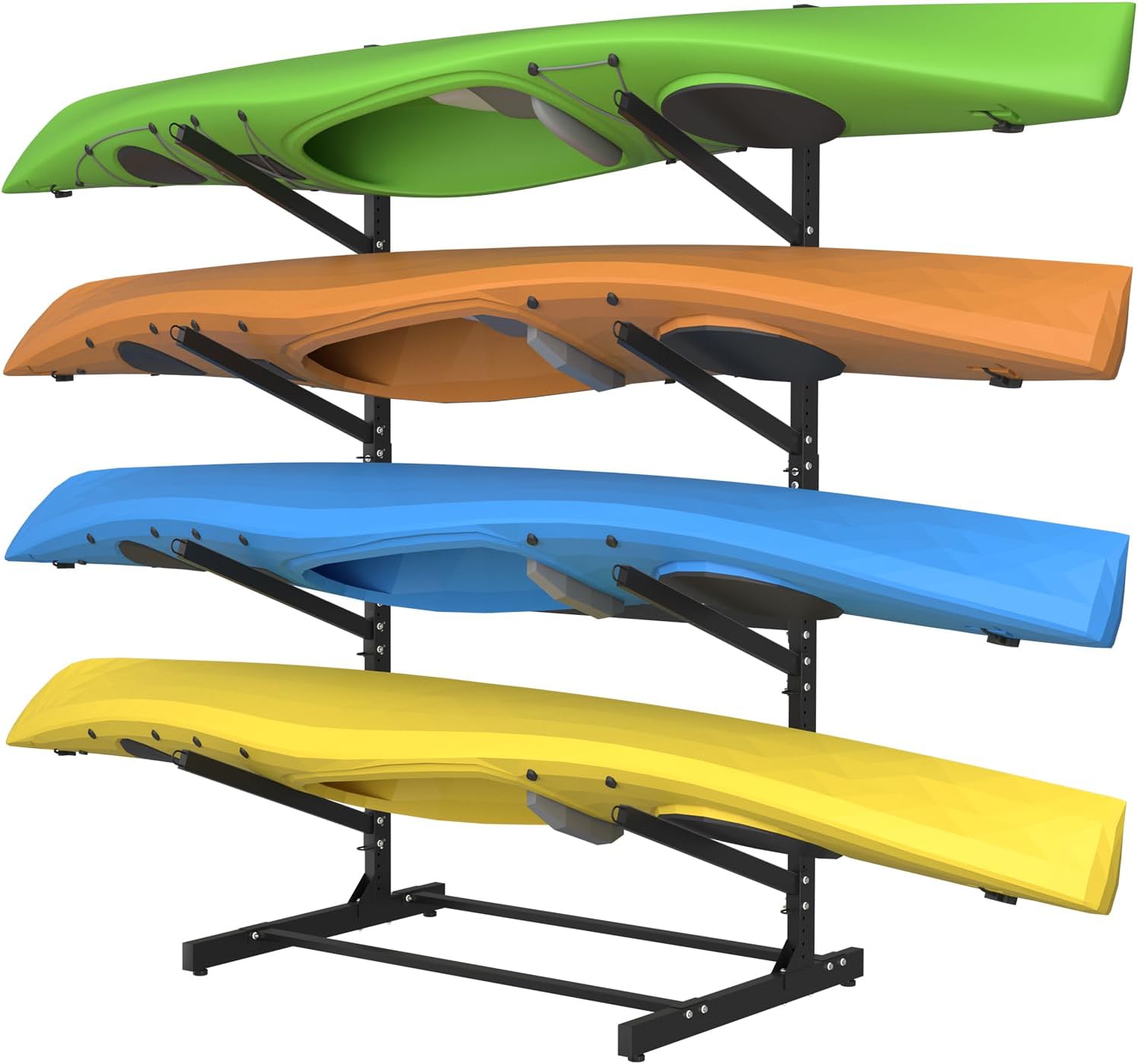 Adjustable Kayak Storage Rack, Freestanding Sup Storage Stand, Weatherproof Canoe Holder, Heavy Duty Paddleboard Bracket, Surfboard Bracket for Indoor, Outdoor, Garage, Shed, Dock (4 Levels)